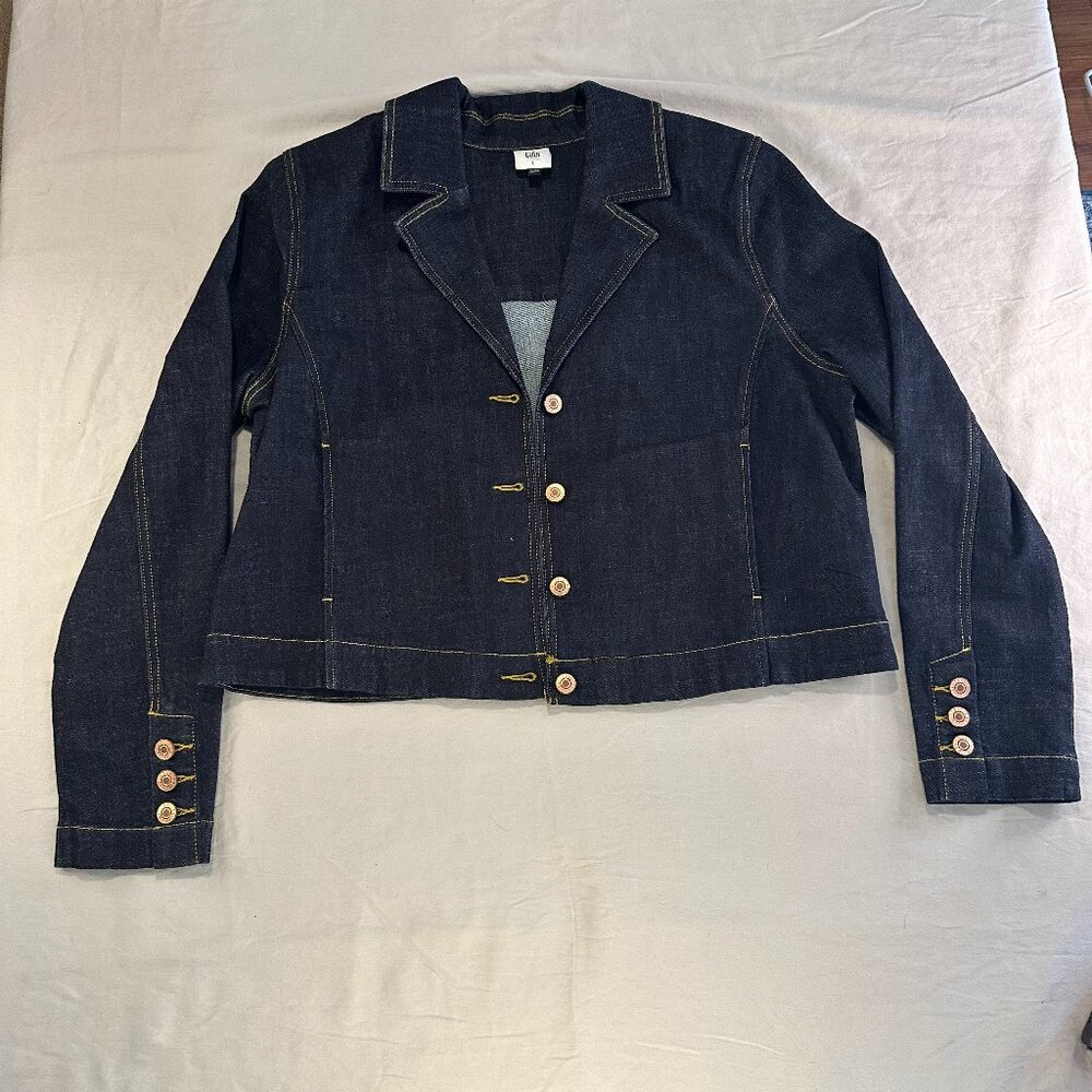 Cabi #4681 Denim Johnny Jacket Size L Front Button